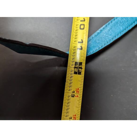 Michael Kors bucket boho Purse bag Chain Handle Strap leather Teal PreOwned - Picture 3 of 9